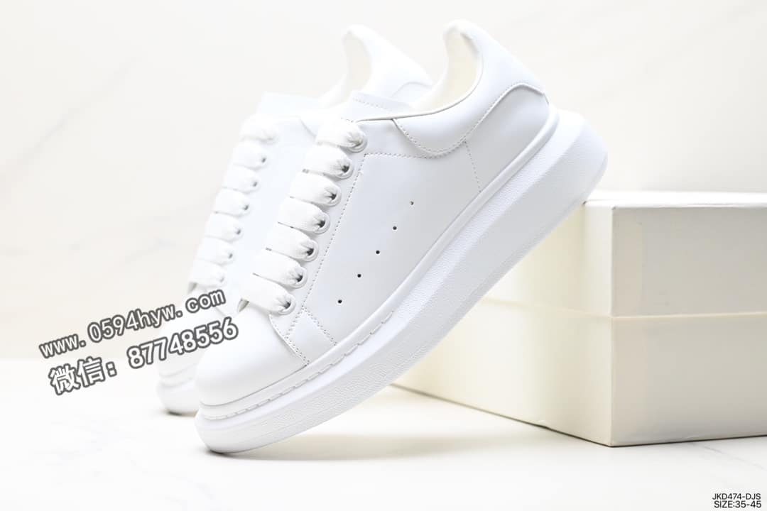 麦昆, 小白鞋, Sneakers, McQueen, Alexander McQueen - Alexander McQueen Sole Leather Sneakers 低帮厚底 休闲运动小白鞋