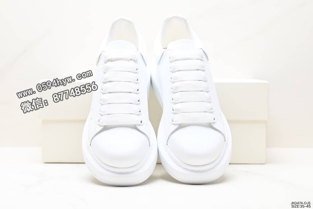 麦昆, 小白鞋, Sneakers, McQueen, Alexander McQueen - Alexander McQueen Sole Leather Sneakers 低帮厚底 休闲运动小白鞋