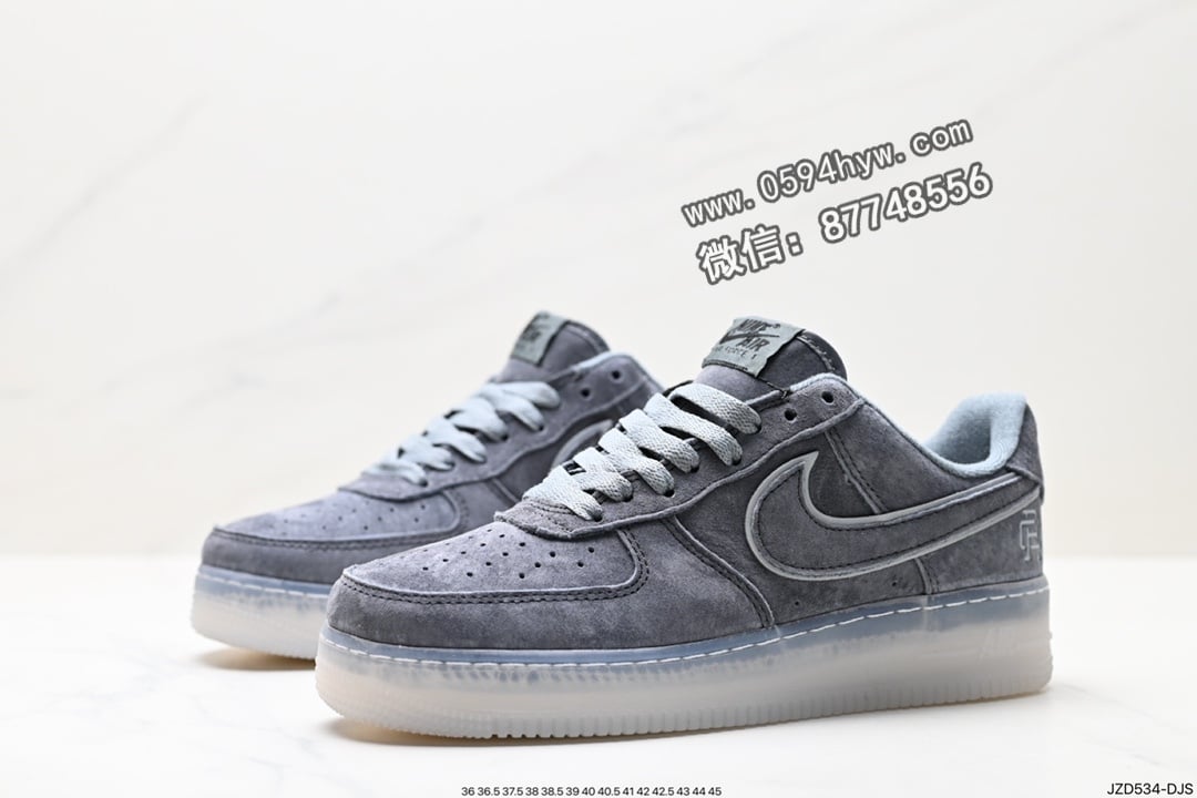 联名, 卫冕冠军, 冠军, Reigning Champ, NIKE, Air force1 LOW, 3M反光 - Nike 空军1 低帮灰黑麂皮 3M反光 原盒原标 带气垫鞋 货号：AA1117-118 鞋码：36-45 ID:JZD534-DJS。