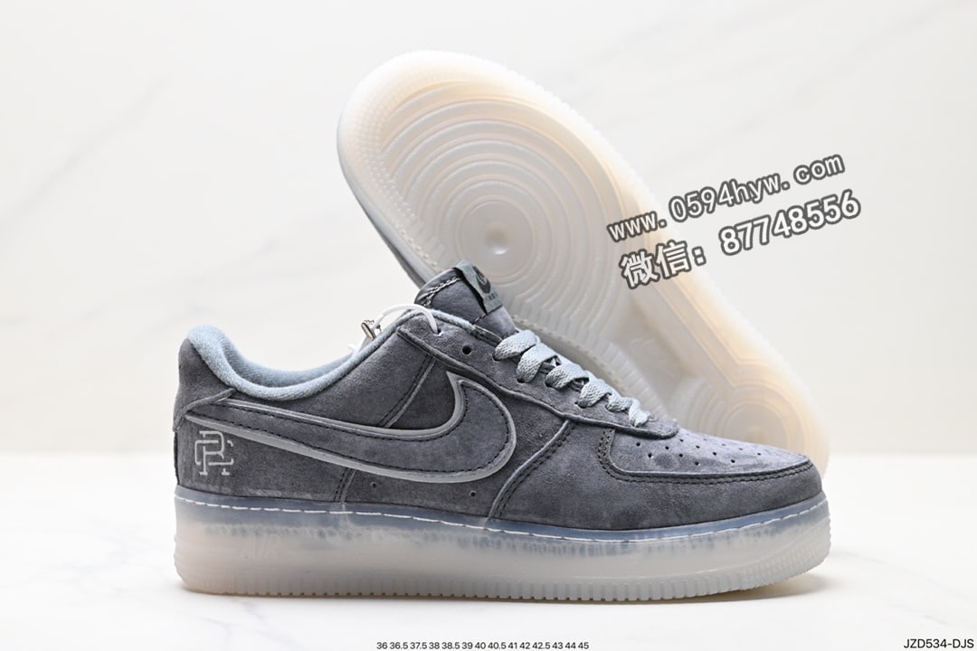 联名, 卫冕冠军, 冠军, Reigning Champ, NIKE, Air force1 LOW, 3M反光 - Nike 空军1 低帮灰黑麂皮 3M反光 原盒原标 带气垫鞋 货号：AA1117-118 鞋码：36-45 ID:JZD534-DJS。