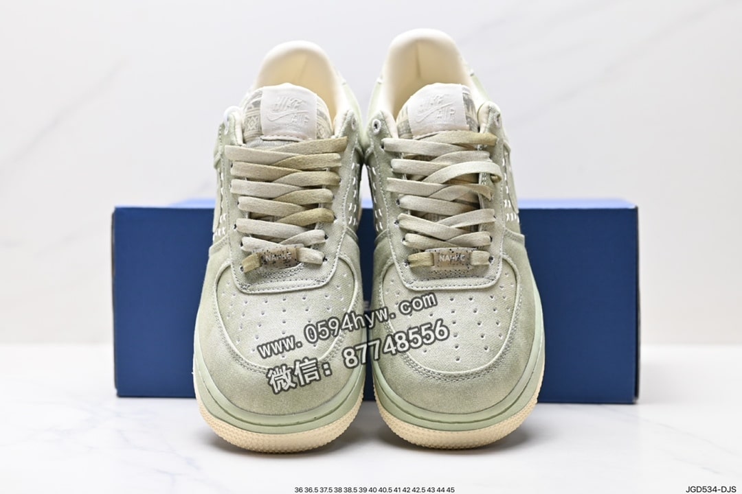 运动板鞋, 空军一号, 板鞋, Nike Air Force 1, Nike Air, NIKE, FORCE 1, Air Force 1 - Nike Air Force 1'07 Low PRM 空军一号经典低帮百搭休闲运动板鞋 帆布浅橄榄绿龙井茶 货号: DV4246-333