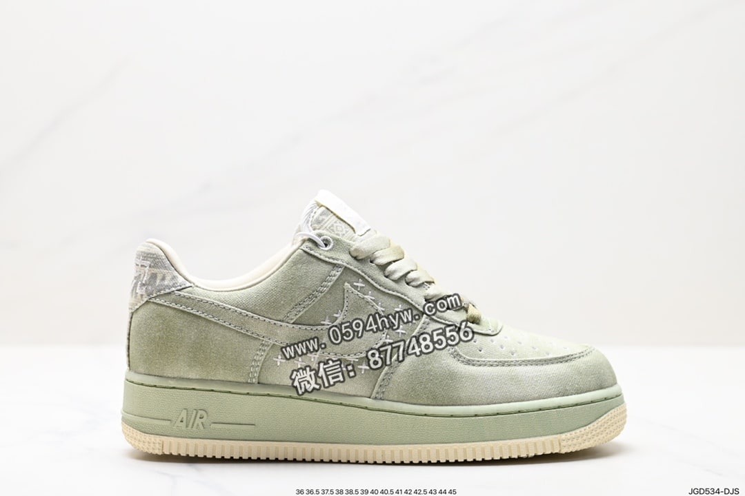 Nike Air Force 1’07 Low PRM 空军一号经典低帮百搭休闲运动板鞋 帆布浅橄榄绿龙井茶 货号: DV4246-333