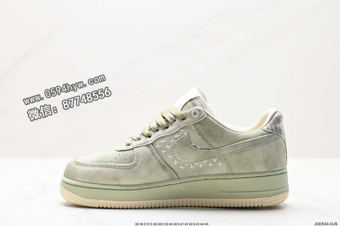 运动板鞋, 空军一号, 板鞋, Nike Air Force 1, Nike Air, NIKE, FORCE 1, Air Force 1 - Nike Air Force 1'07 Low PRM 空军一号经典低帮百搭休闲运动板鞋 帆布浅橄榄绿龙井茶 货号: DV4246-333