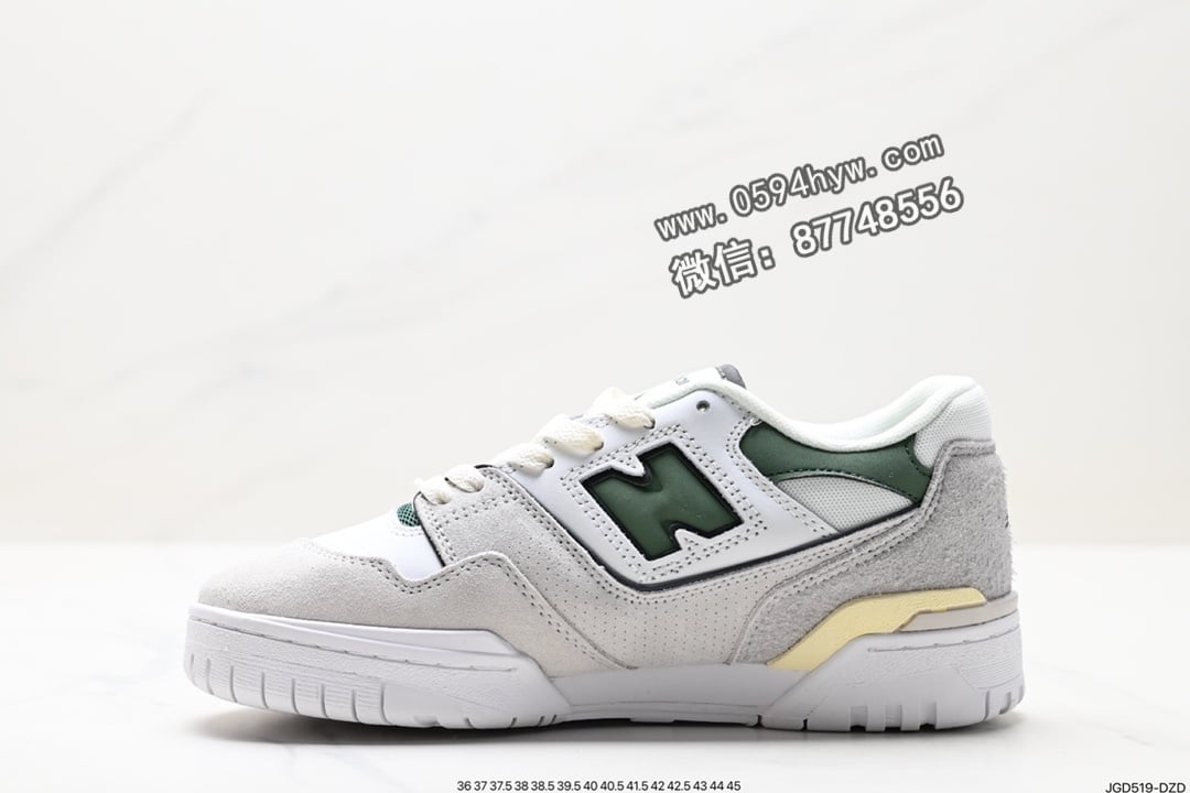 跑鞋, 中性跑鞋, New Balance, 2023 - New Balance 55系列 皮面中性休闲跑鞋 白黄绿 货号：BBW550SG