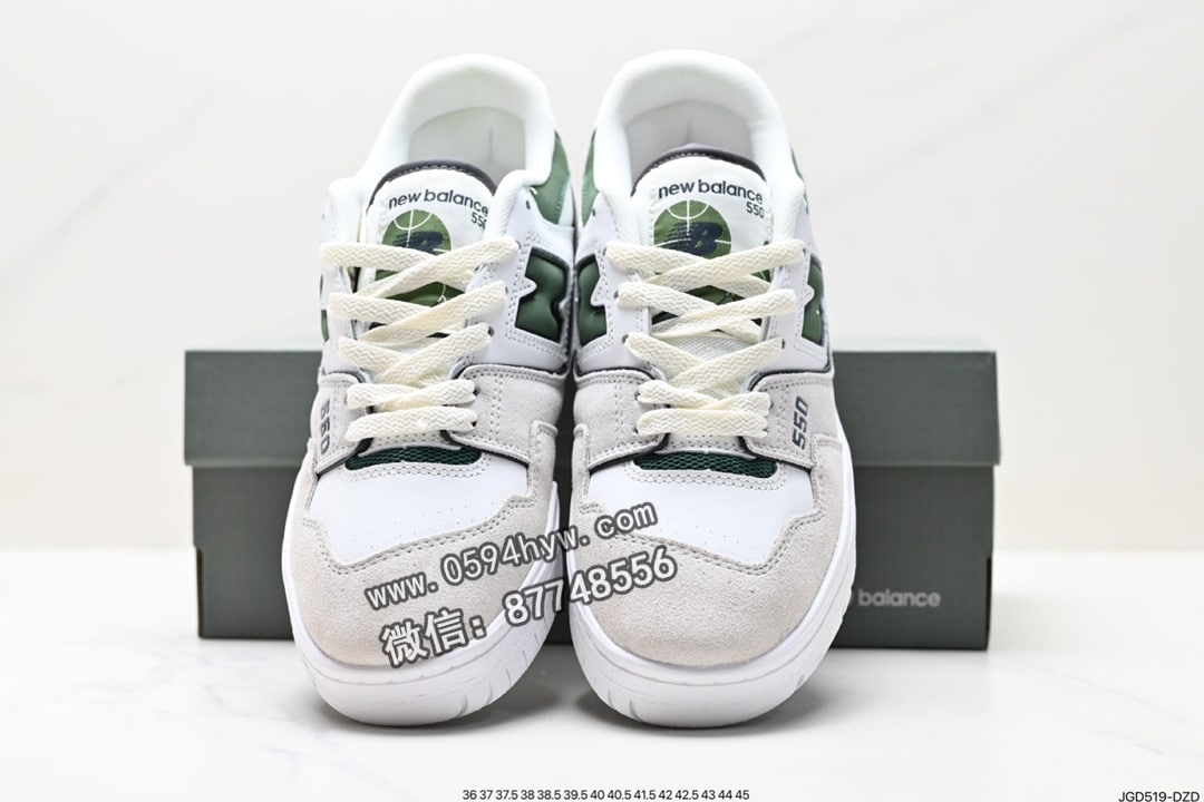 跑鞋, 中性跑鞋, New Balance, 2023 - New Balance 55系列 皮面中性休闲跑鞋 白黄绿 货号：BBW550SG