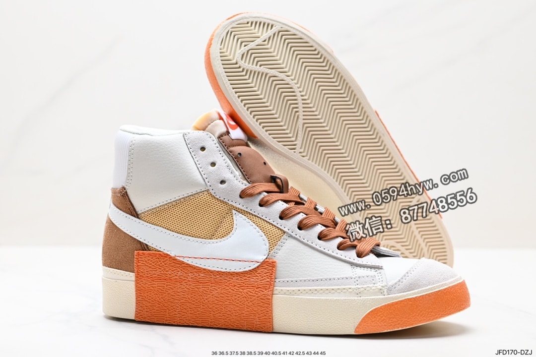 高帮板鞋, 高帮, 运动鞋, 耐克, 板鞋, 开拓者, Zoom, Nike SB Blazer, Nike SB, NIKE, Blazer, 2023 - 耐克 Grant Taylor X Nike SB Blazer Zoom Mid Pro Qs 黑棕 高帮板鞋 货号：DQ7673-100