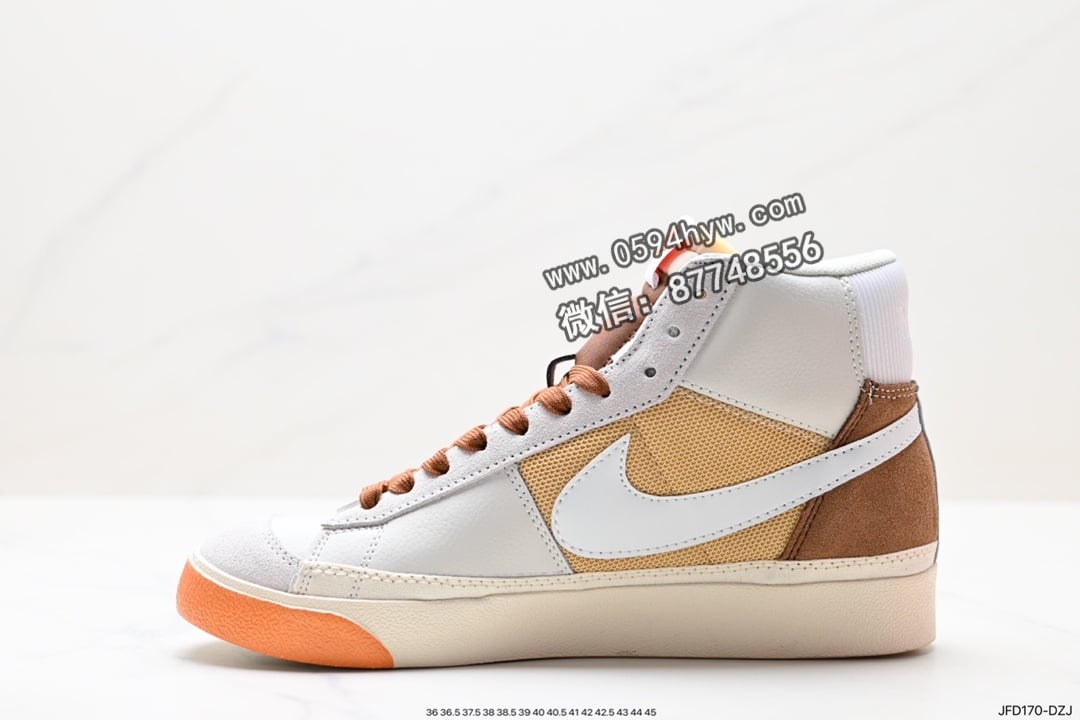 高帮板鞋, 高帮, 运动鞋, 耐克, 板鞋, 开拓者, Zoom, Nike SB Blazer, Nike SB, NIKE, Blazer, 2023 - 耐克 Grant Taylor X Nike SB Blazer Zoom Mid Pro Qs 黑棕 高帮板鞋 货号：DQ7673-100