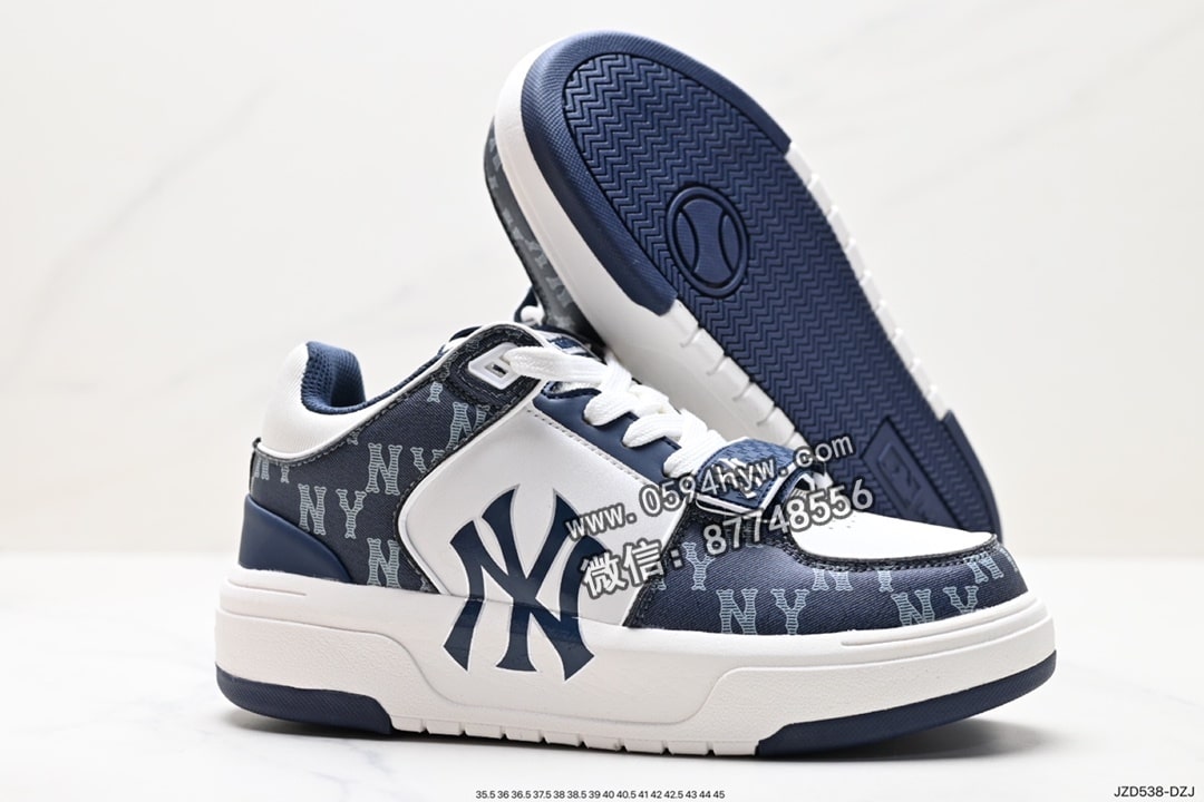 运动鞋, 跑鞋, 洋基队, 慢跑鞋, NY, NIKE, MLB Chunky Liner New York Yankees, MLB, HIGH, 3ASXLM13N, 2023 - MLB ChuNikey Liner New York 雅尼基学长鞋 低帮 高底 皮革白黑NY印花 货号: 3ASXLM13N (C0002)