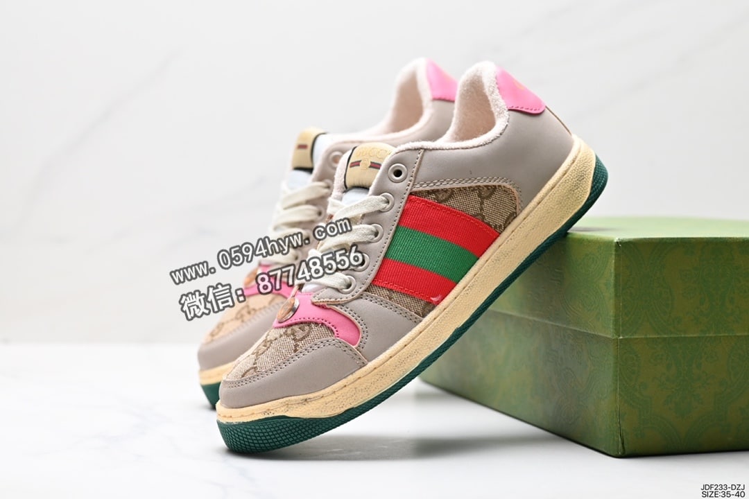 板鞋, 古驰, 做旧, Gucci Distressed Screener sneaker, Gucci - 古奇 Gucci Distressed Screener sneaker 绿盒版本 系列 经典原型复古 百搭做旧 小脏板鞋 复古学院风 怀旧版
货号：ID:JDF233-DZJ