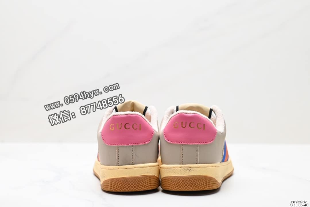 板鞋, 古驰小脏鞋, 古驰, 做旧, Gucci Distressed Screener sneaker, Gucci - 古奇Gucci Distressed Screener sneaker 古驰小脏鞋系列 绿盒版本 经典原型复古百搭做旧小脏板鞋复古学院风 怀旧版