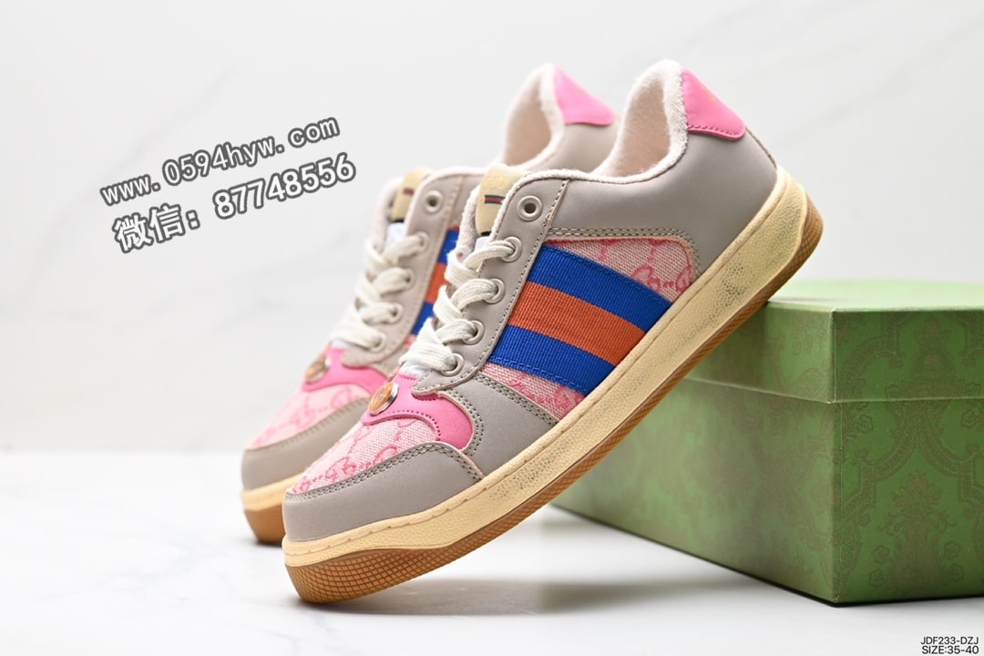 板鞋, 古驰小脏鞋, 古驰, 做旧, Gucci Distressed Screener sneaker, Gucci - 古奇Gucci Distressed Screener sneaker 古驰小脏鞋系列 绿盒版本 经典原型复古百搭做旧小脏板鞋复古学院风 怀旧版