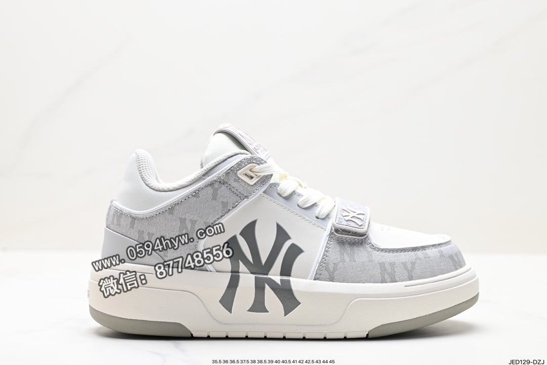 MLB ChuNikey Liner New York 高帮学长鞋，白黑NY印花，货号：3ASXLM13N（C0002）