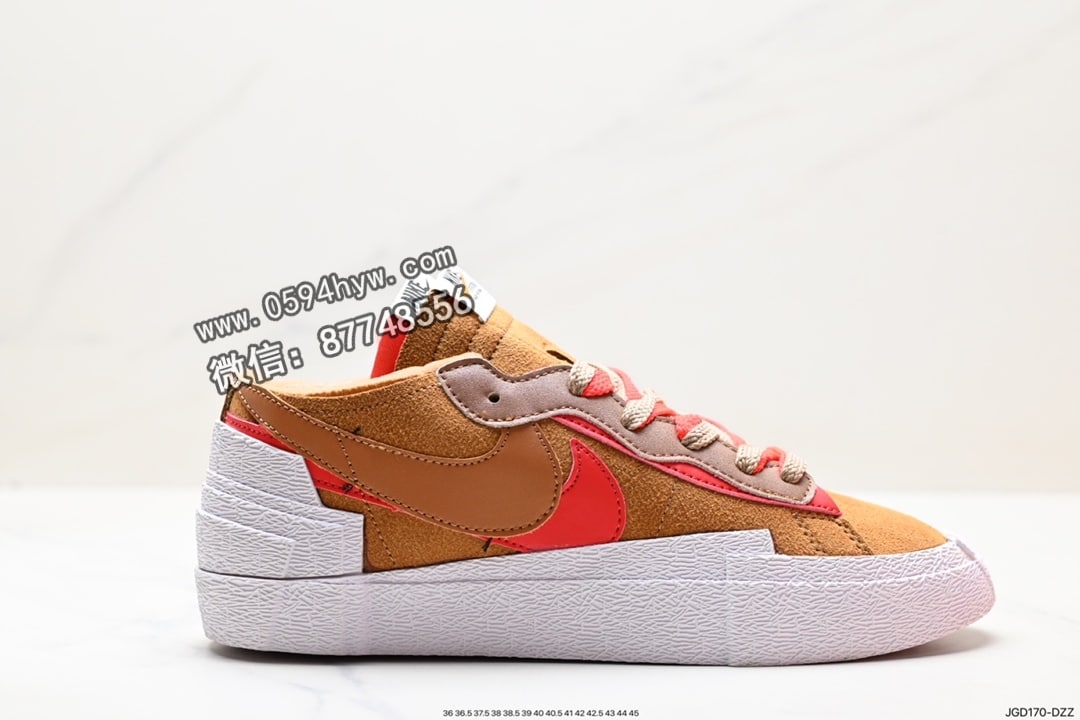 SACAI Nike Blazer Low 叠层板鞋 双配色 货号：DM7901-100