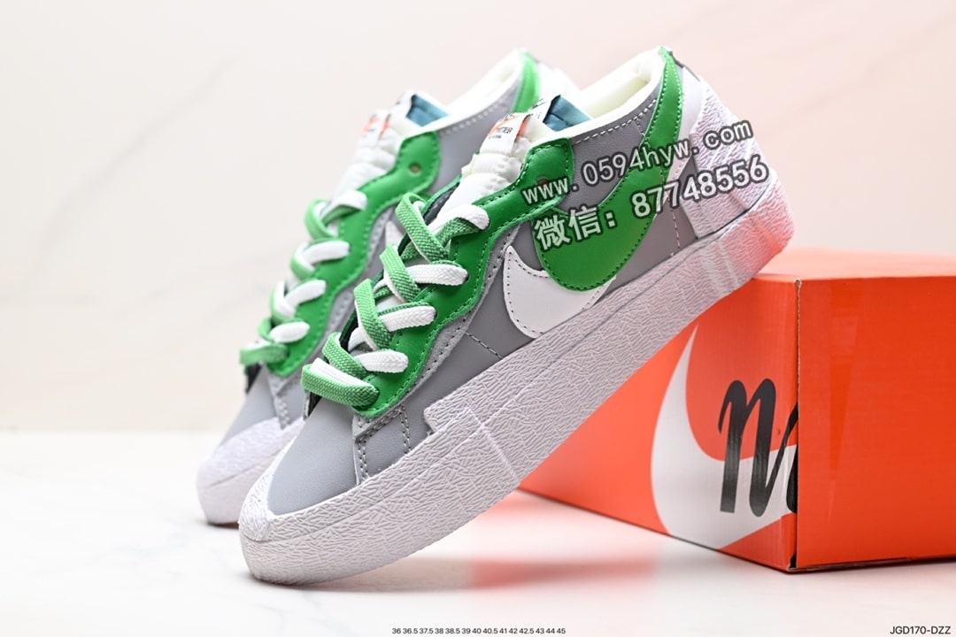 板鞋, Swoosh, Sacai X nike Blazer Low, Sacai, Nike Blazer Low, Nike Blazer, NIKE, Blazer - SACAI x Nike Blazer Low 双配色板鞋 鞋帮低 鞋带双色 Swoosh双层 鞋舌标签双层 货号: DM7901-100 尺码: 36-45 ID: JGD170-DZZ