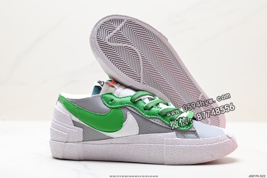 板鞋, Swoosh, Sacai X nike Blazer Low, Sacai, Nike Blazer Low, Nike Blazer, NIKE, Blazer - SACAI x Nike Blazer Low 双配色板鞋 鞋帮低 鞋带双色 Swoosh双层 鞋舌标签双层 货号: DM7901-100 尺码: 36-45 ID: JGD170-DZZ