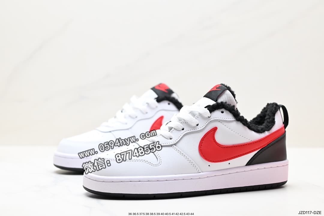 运动鞋, 板鞋, 加绒, RO, NIKE, Court Borough Low - Nike Court Borough Low 2 皮革板鞋 货号FB1394-101 颜色：米白黑赛车蓝荧光绿 尺码：36-44 ID:JZD117-DZE