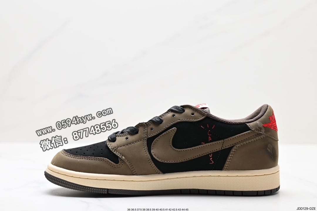 篮球鞋, 倒勾, 低帮篮球鞋, Travis Scott, Jordan, Air Jordan 1, Air Jordan, AI - Travis Scott x Air Jordan 1 “ Reverse Mocha ” 倒勾 低帮篮球鞋 货号：DM7866-140