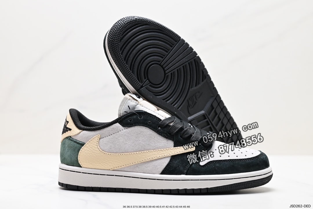 Travis Scott, Nike Air, NIKE, Jordan, Black, Air Jordan 1 Low, Air Jordan 1, Air Jordan - fragment design x Travis Scott x Nike Air Jordan 1 Low OG SP”Black/Green Toe“