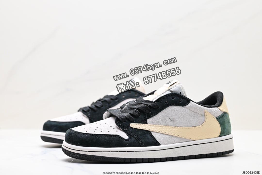 Travis Scott, Nike Air, NIKE, Jordan, Black, Air Jordan 1 Low, Air Jordan 1, Air Jordan - fragment design x Travis Scott x Nike Air Jordan 1 Low OG SP”Black/Green Toe“