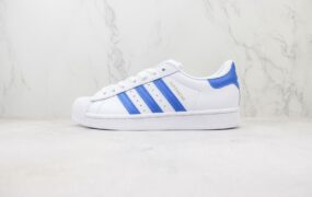 Adidas Originals Superstar 休闲板鞋 白蓝 金标 货号：H68093