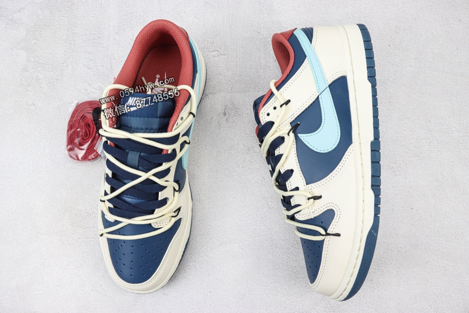 DUNike 绑带 解构 DD1503-602 米黄蓝色Nike SB DuNike Low Retro 低帮休闲运动板鞋