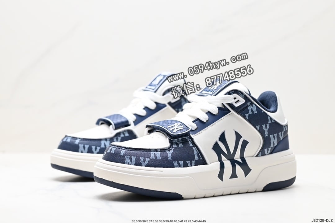 运动鞋, 跑鞋, 联名, 洋基队, NIKE, MLB Chunky Liner New York Yankees, MLB, 2023 - MLB ChuNikey Liner New York YaNikeees学长鞋系列低帮老爹风轻量增高厚底百搭休闲运动慢跑鞋“皮革白黑NY印花”