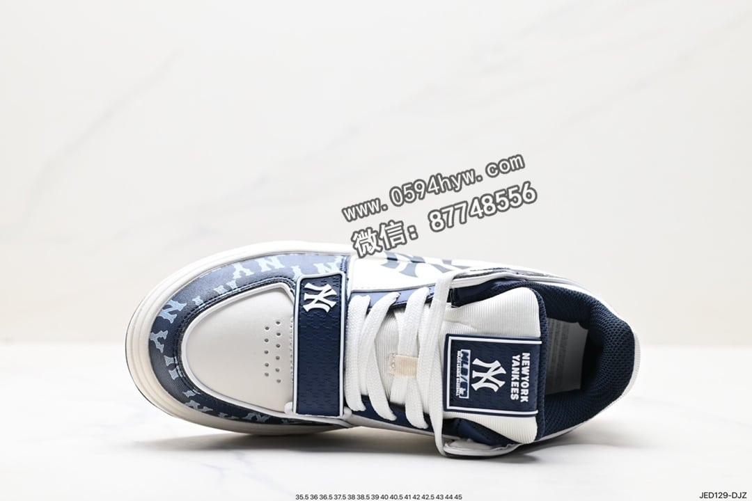 运动鞋, 跑鞋, 联名, 洋基队, NIKE, MLB Chunky Liner New York Yankees, MLB, 2023 - MLB ChuNikey Liner New York YaNikeees学长鞋系列低帮老爹风轻量增高厚底百搭休闲运动慢跑鞋“皮革白黑NY印花”