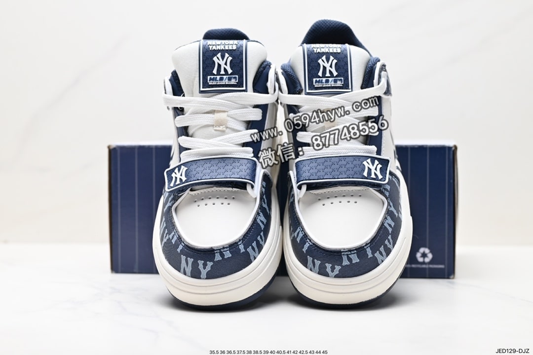 运动鞋, 跑鞋, 联名, 洋基队, NIKE, MLB Chunky Liner New York Yankees, MLB, 2023 - MLB ChuNikey Liner New York YaNikeees学长鞋系列低帮老爹风轻量增高厚底百搭休闲运动慢跑鞋“皮革白黑NY印花”