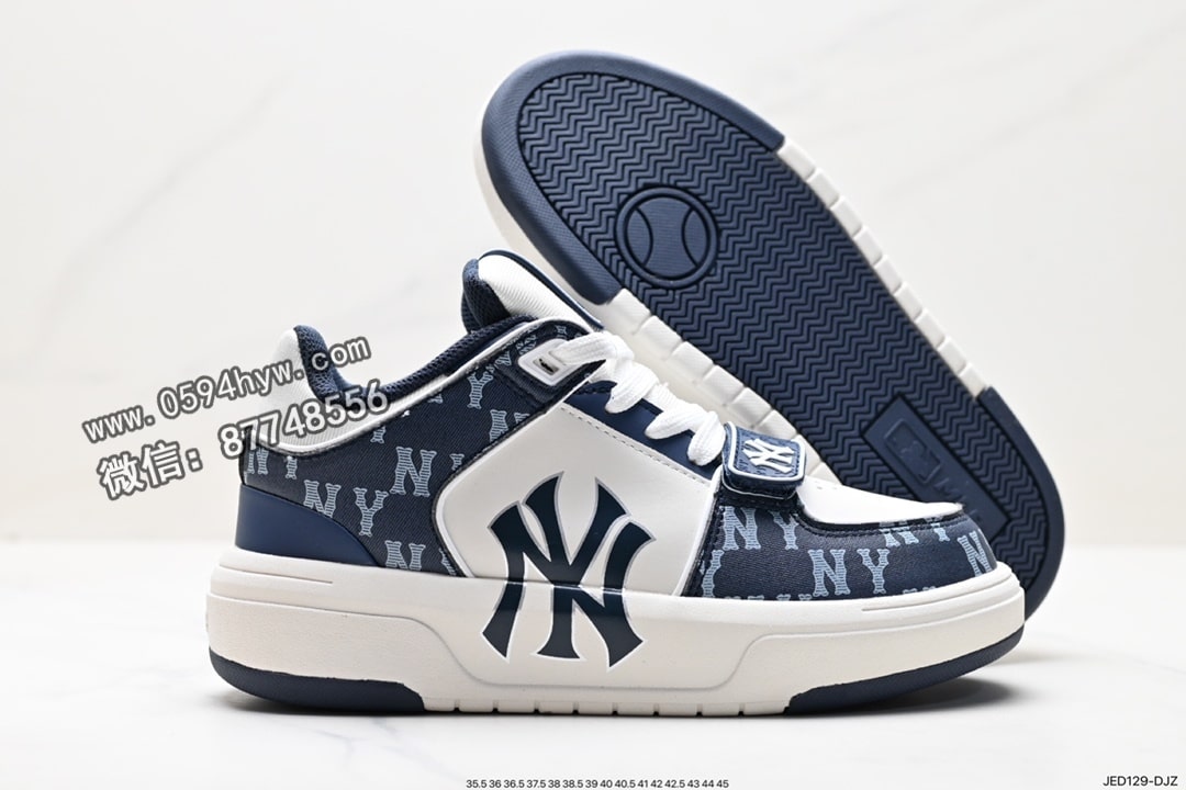 运动鞋, 跑鞋, 联名, 洋基队, NIKE, MLB Chunky Liner New York Yankees, MLB, 2023 - MLB ChuNikey Liner New York YaNikeees学长鞋系列低帮老爹风轻量增高厚底百搭休闲运动慢跑鞋“皮革白黑NY印花”