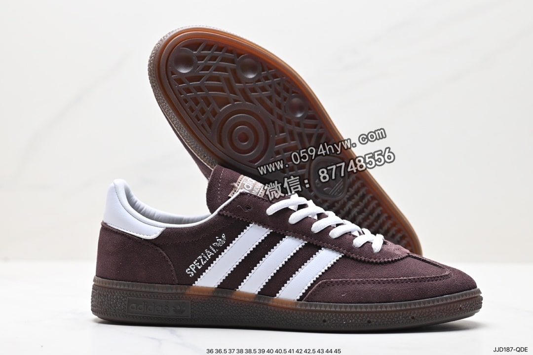 联名, 板鞋, RO, PE, adidas Handball Spezial, adidas Handball, Adidas - Adidas Handball Spezial Brown 低帮复古男女板鞋 货号：IF8914 尺码：36-45  ID: JJD187-QDE