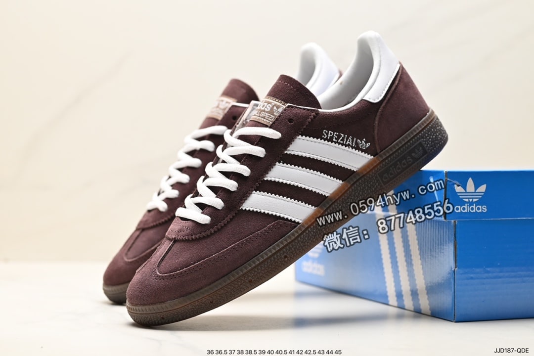 联名, 板鞋, RO, PE, adidas Handball Spezial, adidas Handball, Adidas - Adidas Handball Spezial Brown 低帮复古男女板鞋 货号：IF8914 尺码：36-45  ID: JJD187-QDE