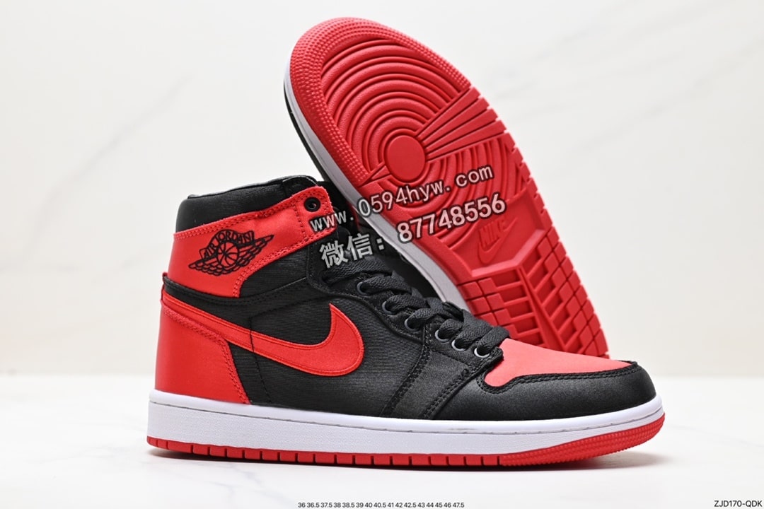 高帮, 篮球鞋, Jordan, HIGH, Bred, Aj1, Air Jordan 1, Air Jordan - Air Jordan 1 Retro High OG "Satin Bred" 黑红丝绸 AJ1乔1高帮文化篮球鞋 货号: FD4810-061