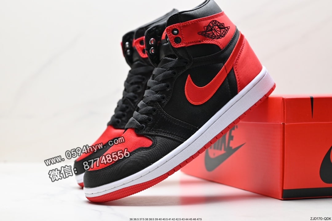 高帮, 篮球鞋, Jordan, HIGH, Bred, Aj1, Air Jordan 1, Air Jordan - Air Jordan 1 Retro High OG "Satin Bred" 黑红丝绸 AJ1乔1高帮文化篮球鞋 货号: FD4810-061