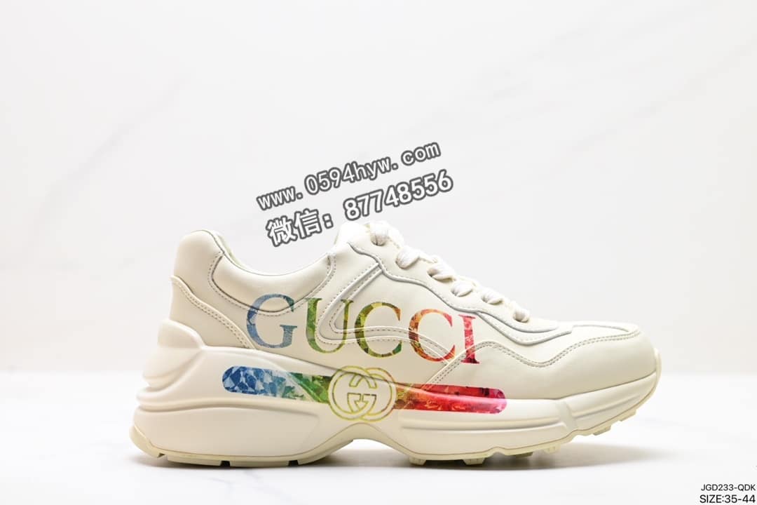 Gucci Rhyton Vintage 皮革角状复古老爹休闲运动慢跑鞋