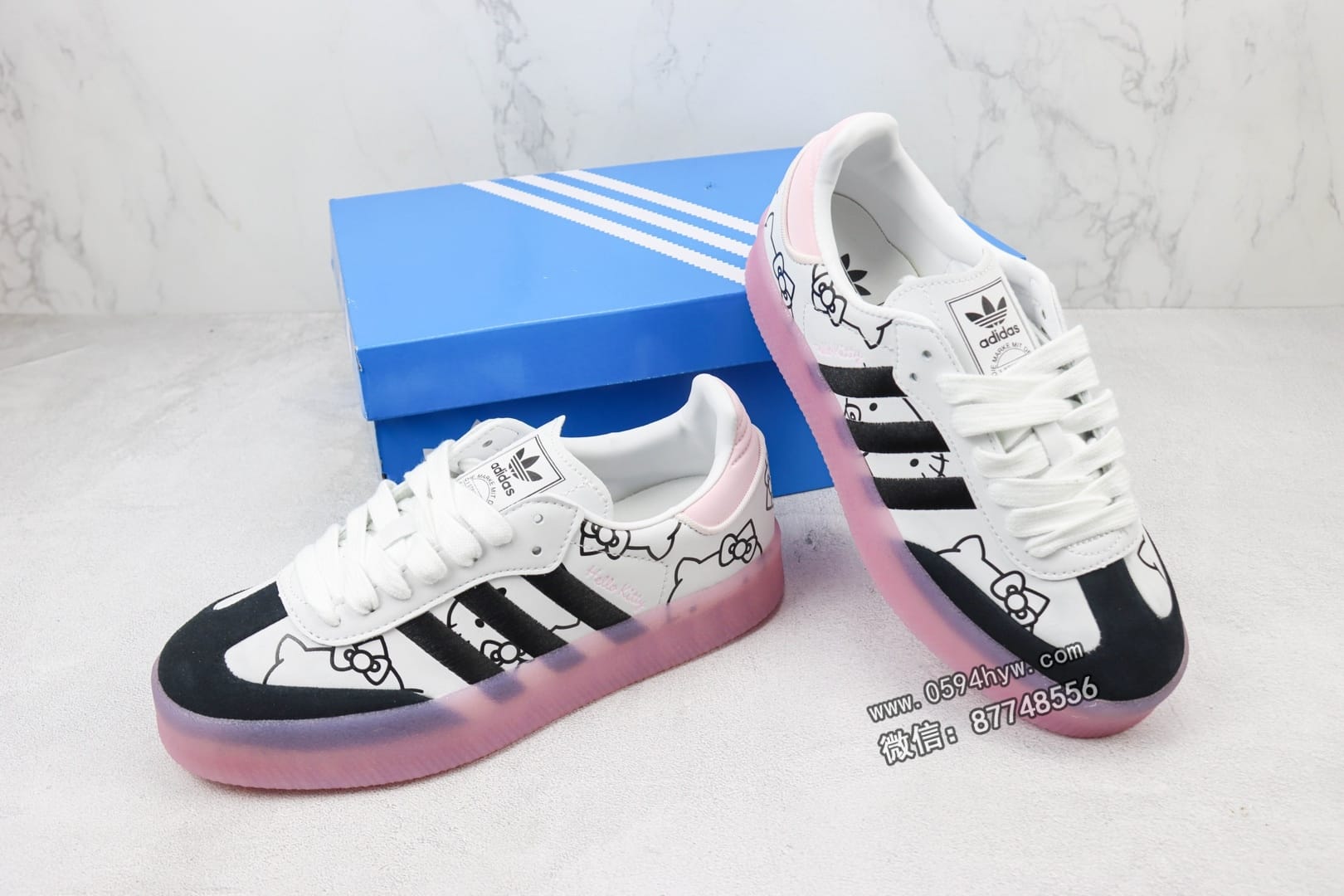 KITH x Clarks x Adidasidas Originals 8th Street Samba 桑巴 hello Kitty 凯蒂猫桑巴训练鞋 货号：IG4450