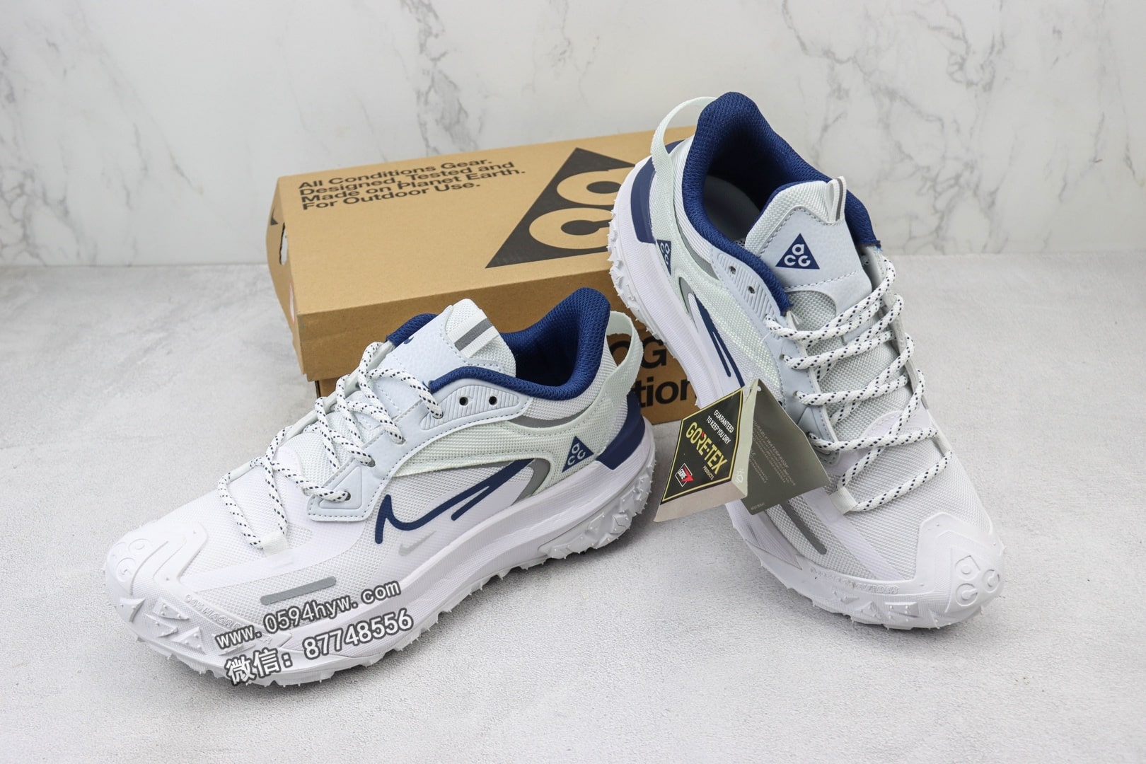 Nike ACG MOUNTAIN FLY 2 LOW 低帮休闲运动徒步鞋 白深蓝 货号：DV7904-006