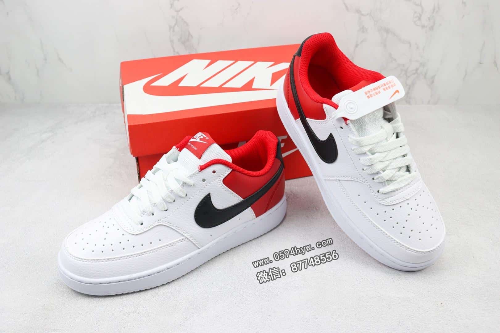 运动板鞋, 板鞋, Nike Court Vision Low, NIKE, 85 - NIKE Court VISION LOW 休闲运动板鞋 百搭小板鞋 百搭透气休闲运动板鞋 白黑红 货号: DH0851-100