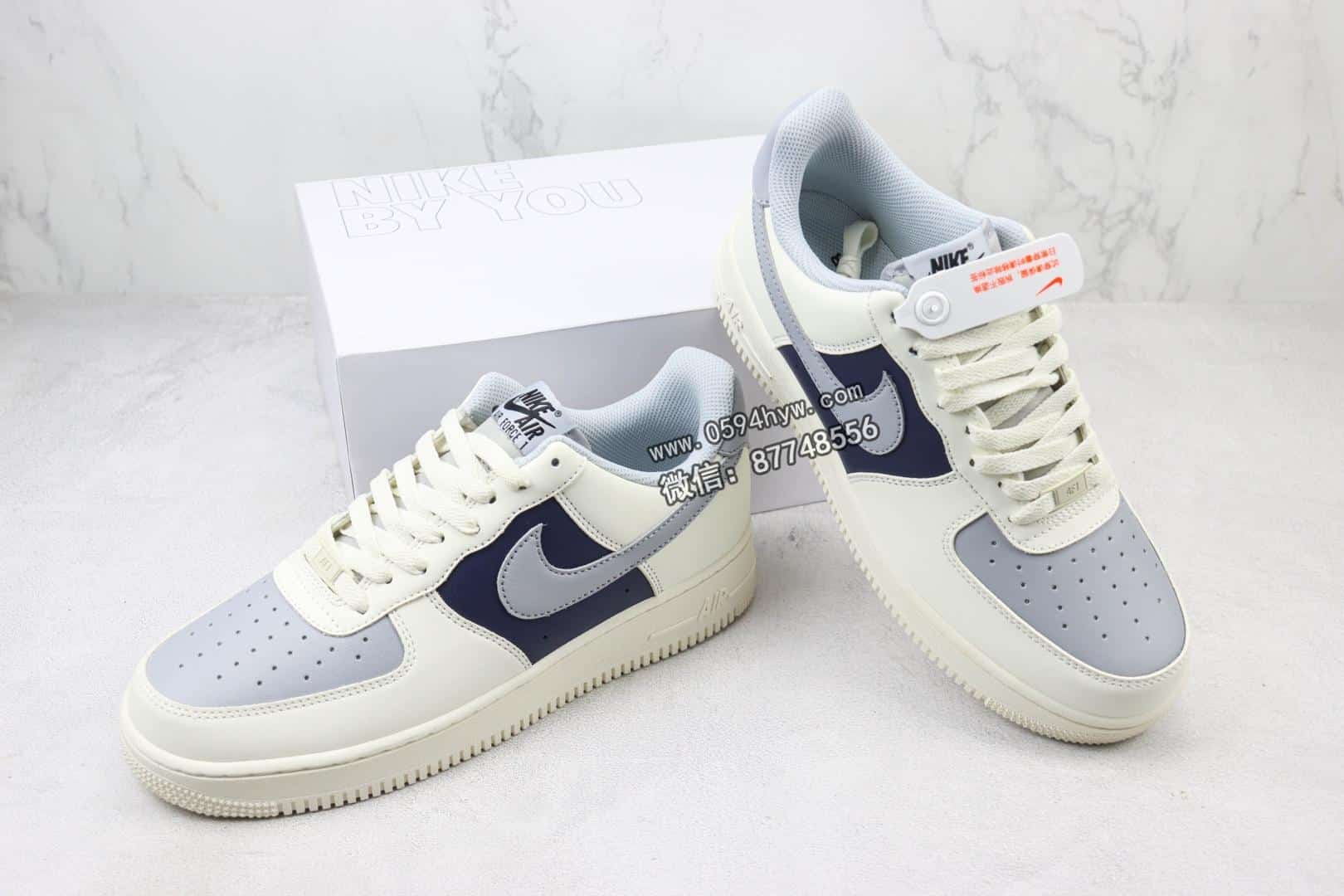 空军一号, 板鞋, 休闲板鞋, Nike Air Force 1 Low, Nike Air Force 1, Nike Air, Air Force 1 Low, Air Force 1 - Nike Air Force 1 Low "By You" 空军一号低帮运动休闲板鞋 空军 白灰蓝 编码：AWI1F