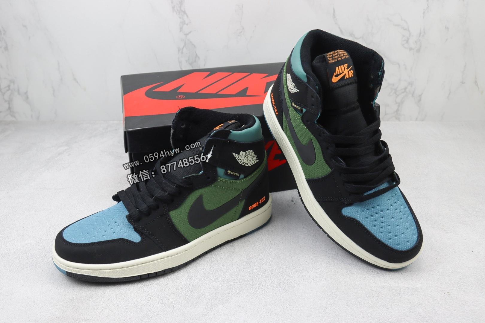 联名, 篮球鞋, Jordan, HIGH, GORE-TEX, Aj1, AJ, Air Jordan - Air Jordan AJ1 Retro High 篮球鞋 黑蓝绿 GORE-TEX联名 货号：DB2889 003