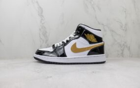 Air Jordan AJ1 MID 漆皮 小黑金 货号：852542-007