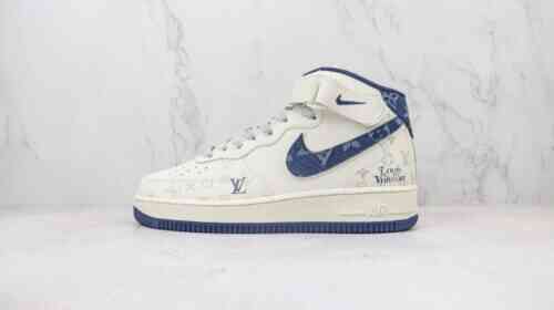 LV 空军 中帮鞋 Air Force 1 Mid 蓝色 销售货号：DV9988-400