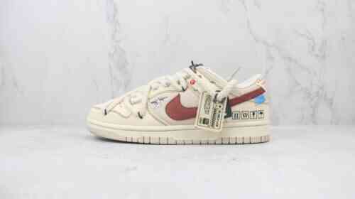 Nike SB Dunk Low 绑带解构 天使 刺子绣 帆布 灰棕红
货号：DV0834-100