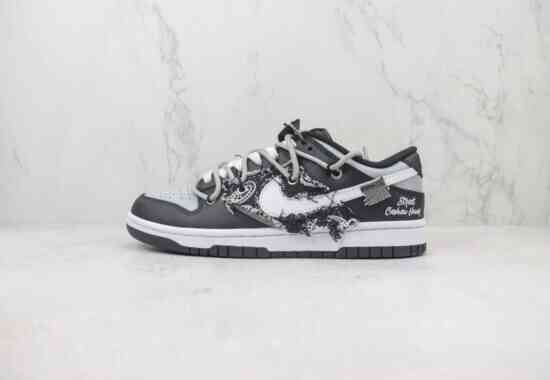 Nike SB Dunk Low 绑带解构 破坏风 腰果花 DIY定制 黑灰 货号：DV0831-002