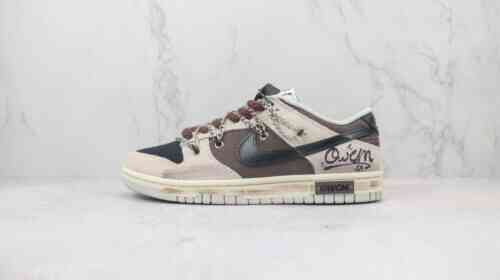 NIKE SB Dunk Low 链条绑带解构 涂鸦 做旧 烟熏咖啡 灰棕色 DO9776 001