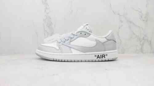 OW联名 OFF WHITE x Travis Scott x Nike Air Jordan AJ1 Low 乔1低帮篮球鞋 灰色 货号：DM7866-198