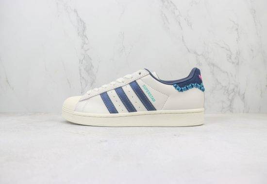 Adidasidas originals Superstar 贝壳头 板鞋 白深蓝 货号：ID1139