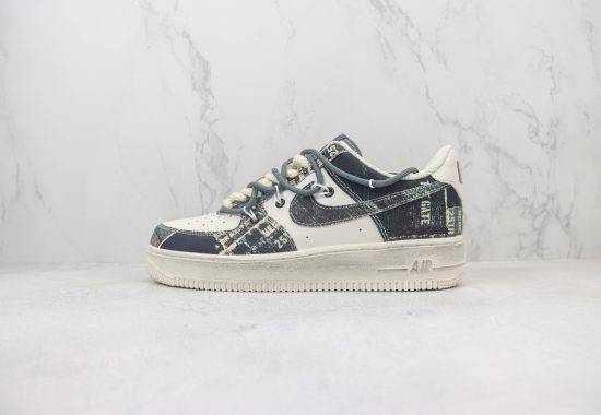 Air Force 1 Low 空军 低帮 绑带解构 做旧 报纸 牛仔黑 货号：BD7700-888