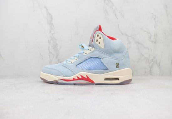 Air Jordan 5 x Trophy Room 限量冰蓝联名 高帮 灰色 货号：CI1899-400