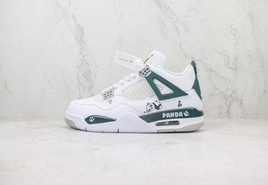 Air Jordan AJ4 Retro 熊猫定制涂鸦 白绿 FQ8138-103