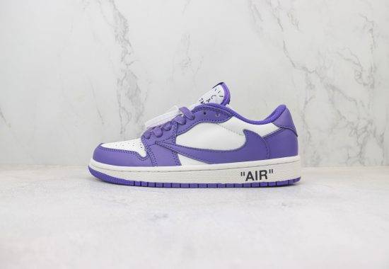 定制 TS联名倒钩 OW联名 OFF WHITE x Travis Scott x Nike Air Jordan AJ1 Low 乔1低帮篮球鞋 火山岩黑 货号：DM7890-386